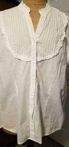 White button front top with short sleeves